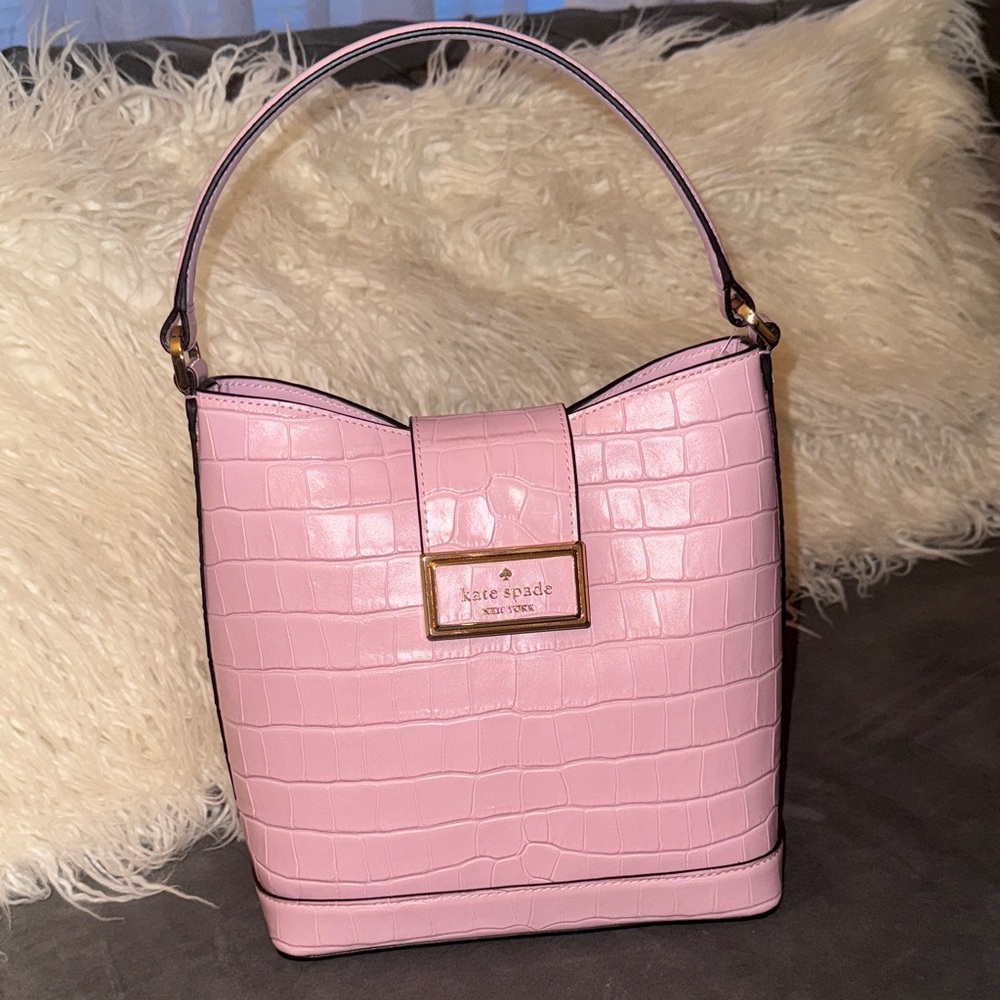 Kate Spade Light Pink Croc-Embossed Hobo Bag